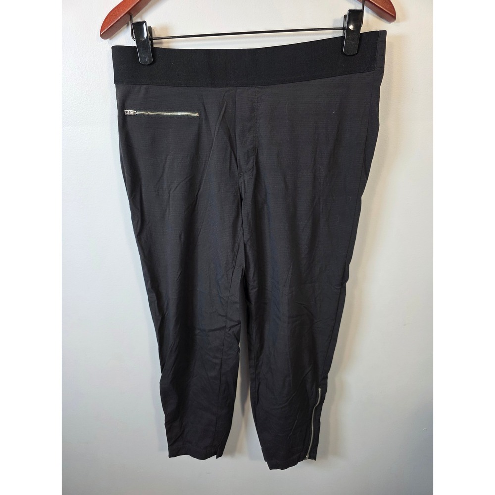 Athleta Pant Black Ripstop Zipper Ankle Crop Pants Womens Size 12 Pockets
